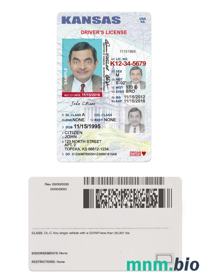 Prawo jazdy USA Kansas poniżej 21 roku życia w formacie PSD
